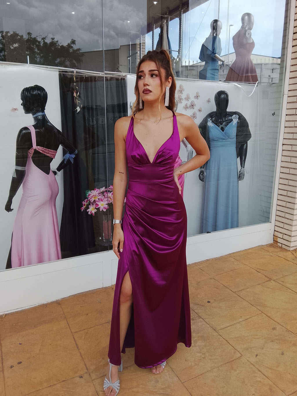 Vestido largo Jay cereza