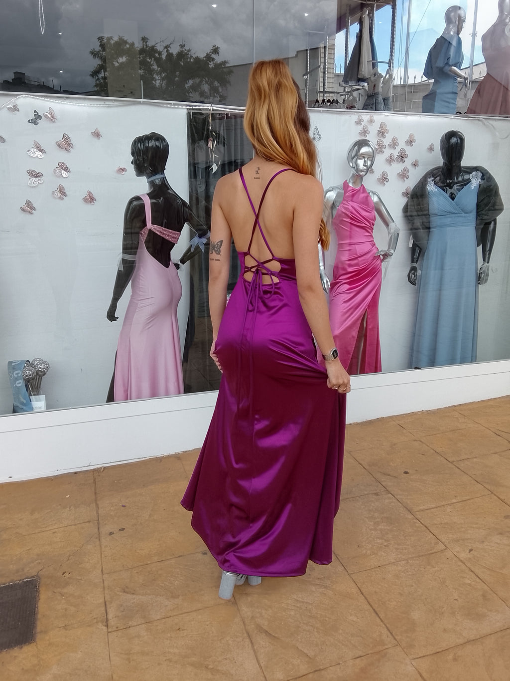 Vestido largo Jay cereza