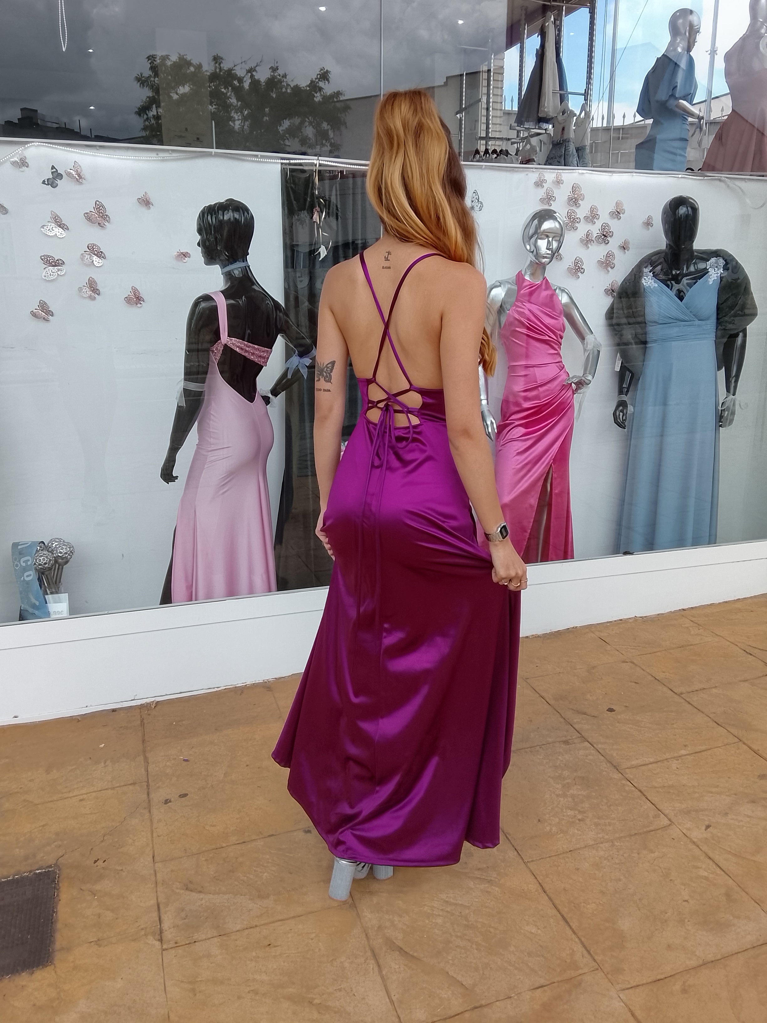 Vestido largo Jay cereza