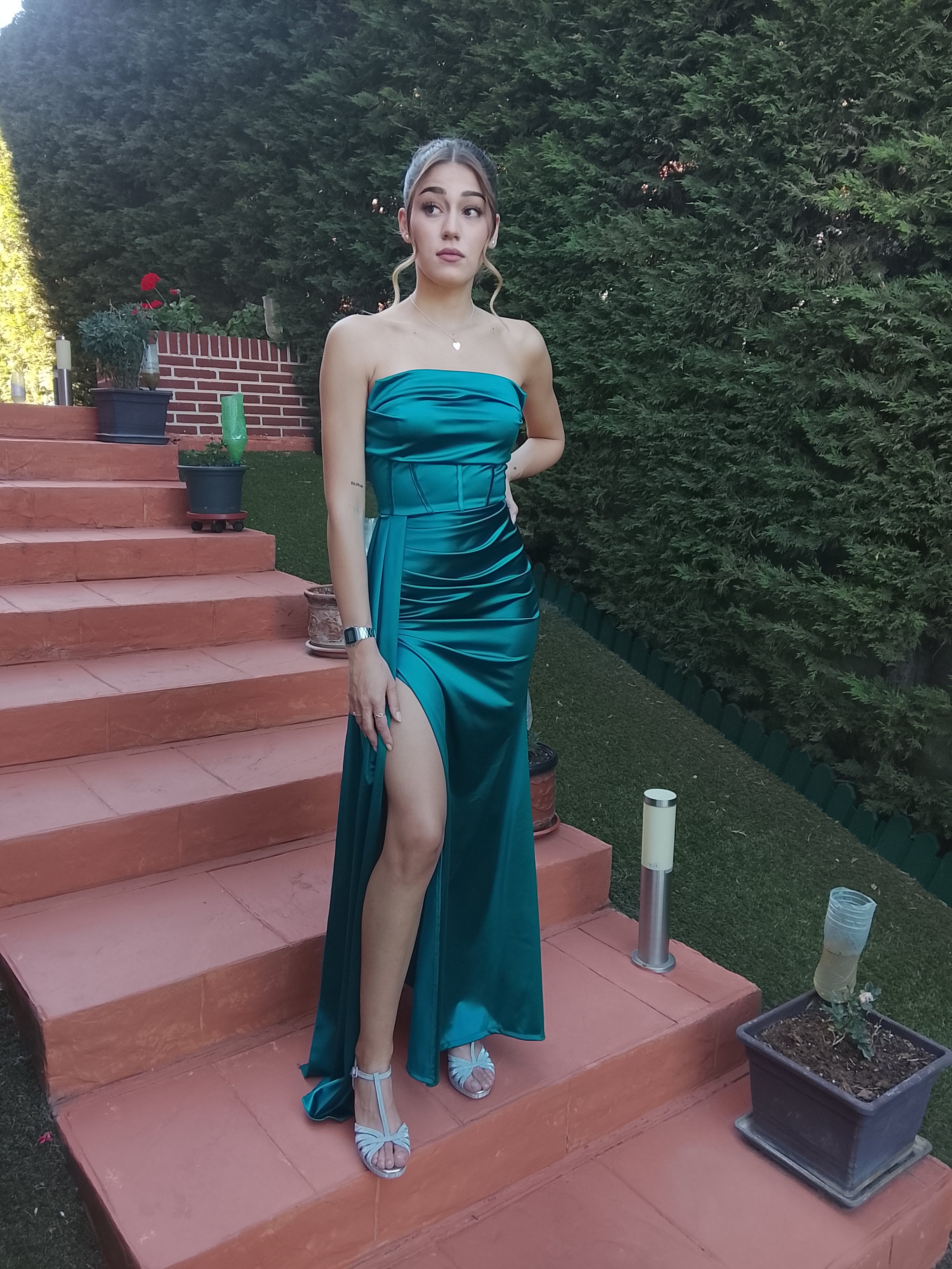 Vestido largo Dafne petróleo
