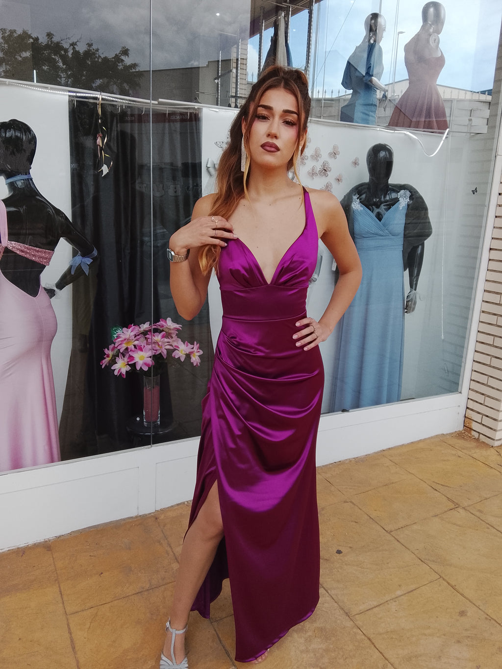 Vestido largo Jay cereza