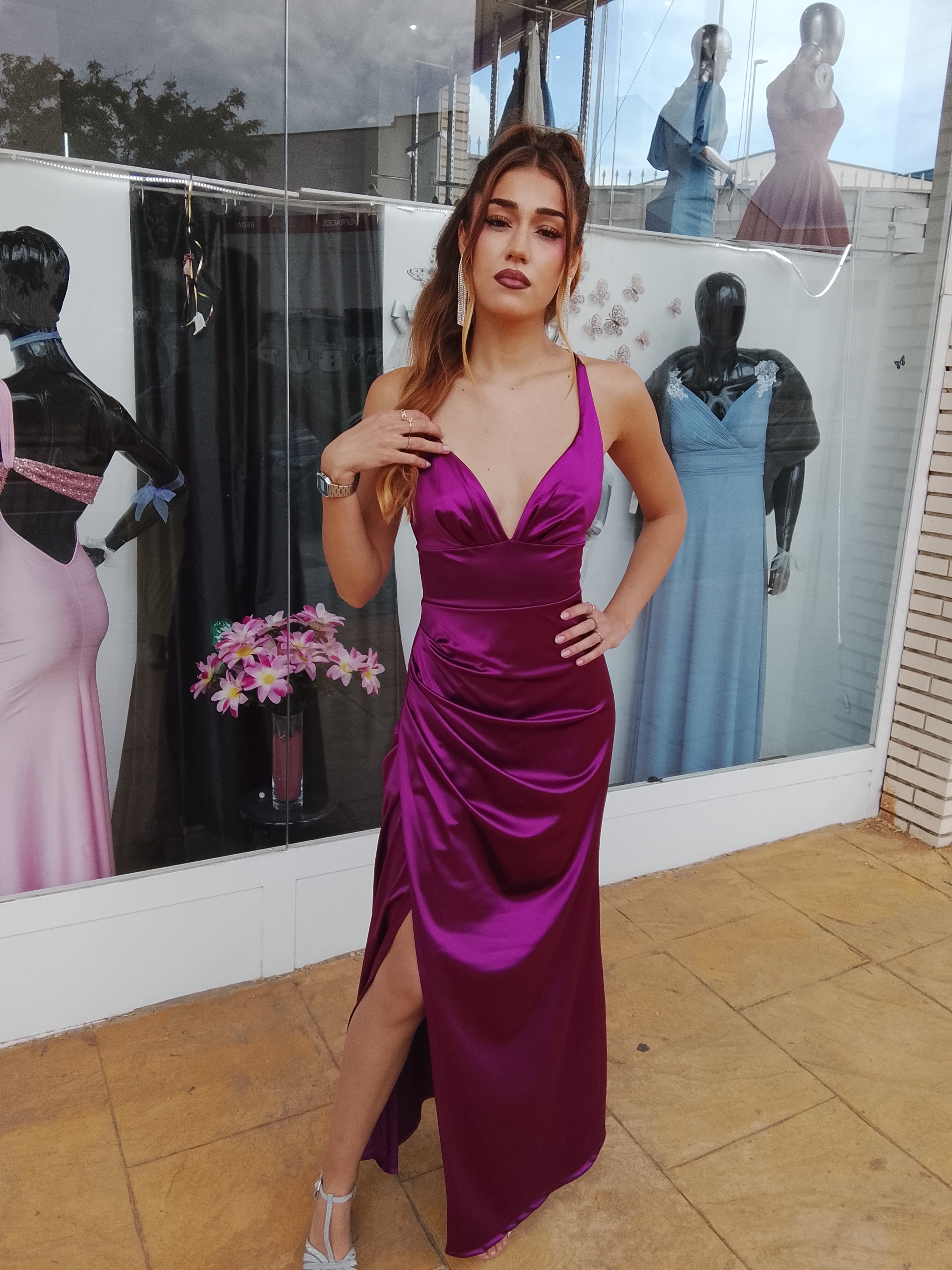 Vestido largo Jay cereza