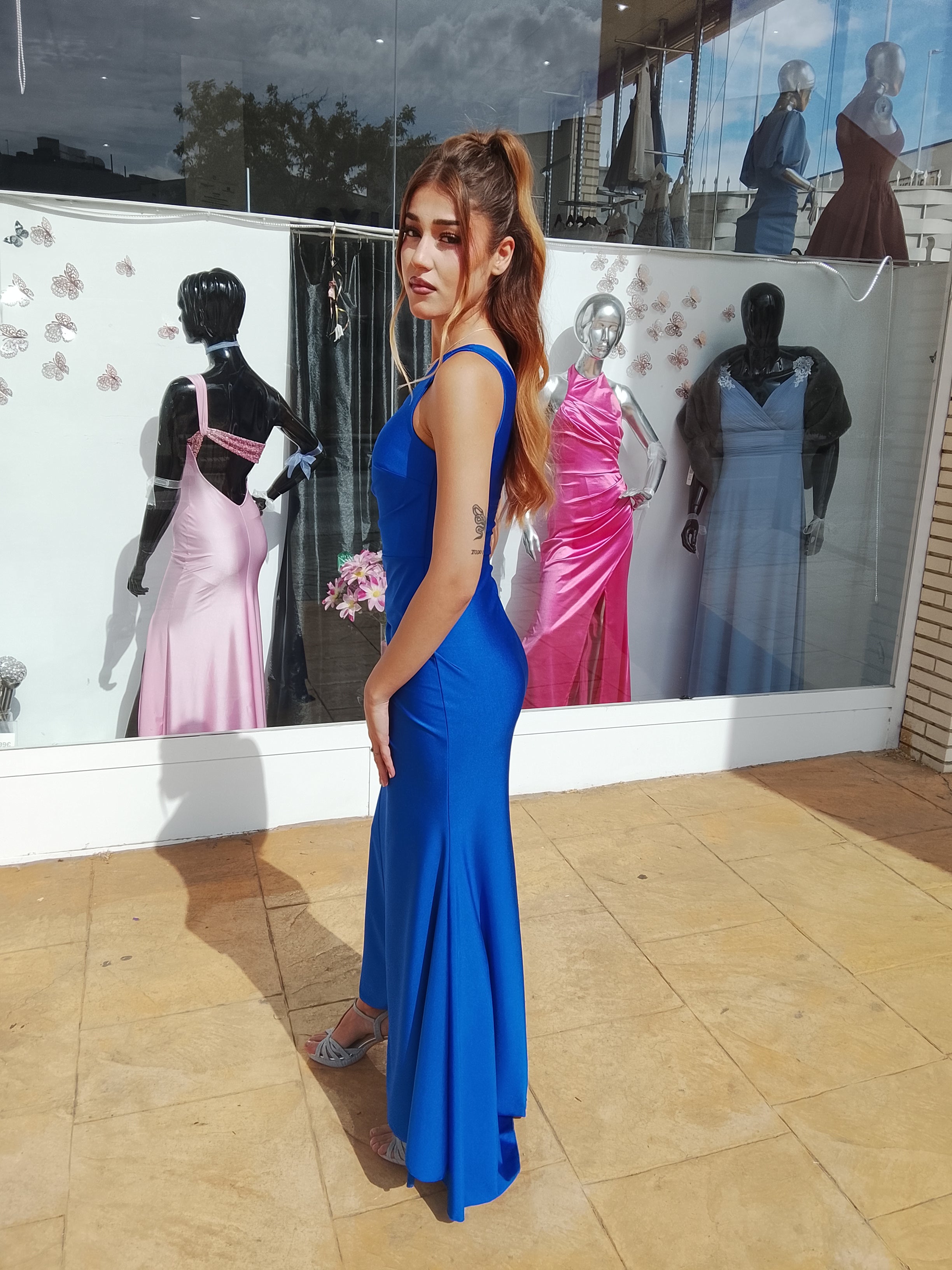 Vestido largo Minerva azulón